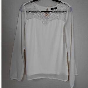 VILA CLOTHES White Blouse Solid Long Sleeve Women Size M